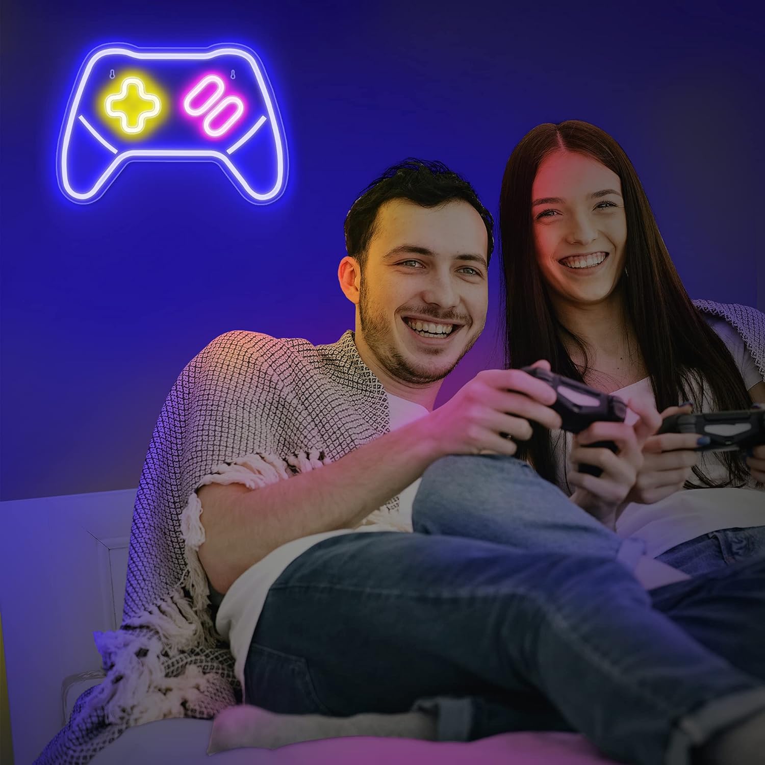 Game Controller Neon Sign - LED Wall Decor for Gamers, Ideal Gift for Teen Boys, Perfect for Game Rooms and Bedrooms