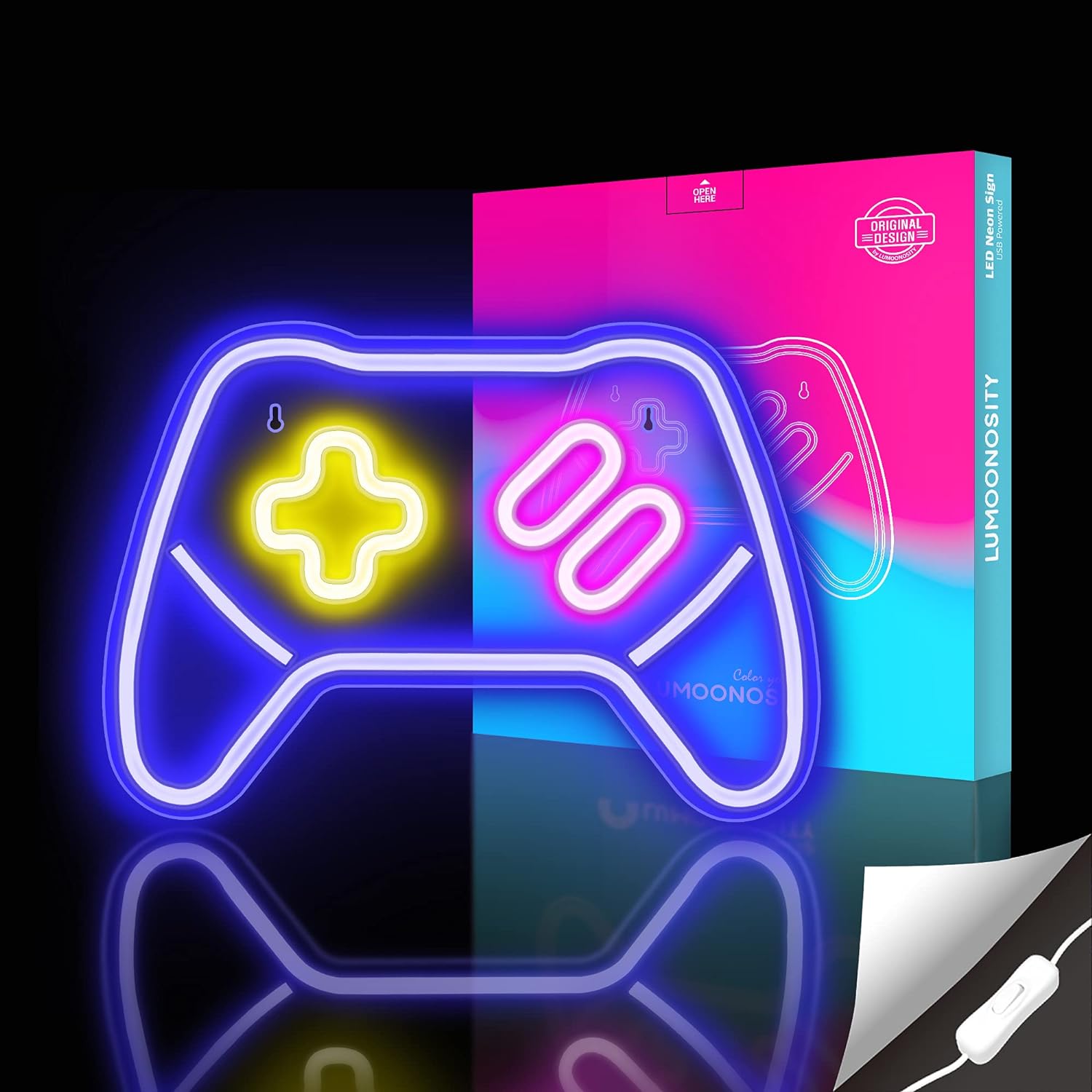 Game Controller Neon Sign - LED Wall Decor for Gamers, Ideal Gift for Teen Boys, Perfect for Game Rooms and Bedrooms